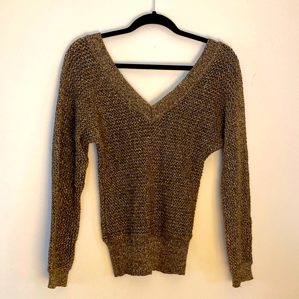 Vintage Gold Mesh Woven Top - M
